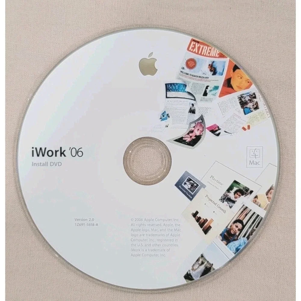 Apple iWork '06 Install DVD for Mac Computer, Version 2.0 with Product Key, 2006